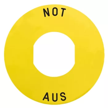   Schneider ZBY9260 Sárga kör alakú címke "NOT AUS" felirattal, 60mm átmérő