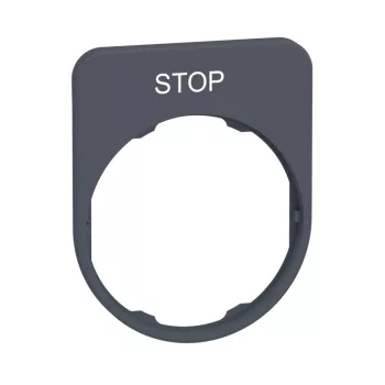   Schneider ZBYFP2304C0 Harmony felirati tábla, 40x50 mm, műanyag, Ø30 süllyesztett készülékhez, STOP, szürke perem