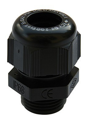 SIB F8022550, tömszelence műanyag M25 IP68 fekete RAL9005 UV álló befogható kábelek külső átmérője 7 - 14 mm (SIB F8022550)