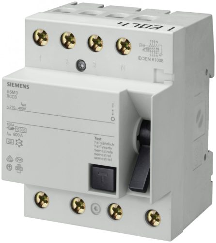Siemens 5SM3648-6 áram-védőkapcsoló (Fi-relé), A osztály, 4P, 100A, 300mA - 5SM36486 - SENTRON