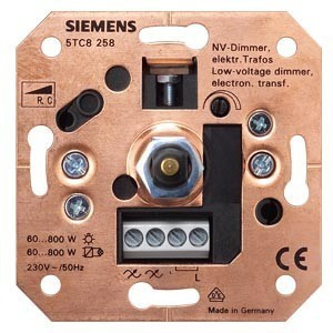 Siemens Delta 5TC8258 fényerőszabályzó betét (dimmer) elektronikus trafókhoz 60-800W, 60-800 VA, burkolat és keret nélkül, süllyesztett, Delta ( 5TC8258)