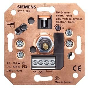 Siemens Delta 5TC8284 fényerőszabályzó betét (dimmer) elektronikus trafókhoz 20-600W, 20-525 VA, burkolat és keret nélkül, süllyesztett, Delta ( 5TC8284)