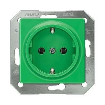   Siemens Delta i-system 5UB1512 Földelt csatlakozóaljzat (dugalj) 2P+F zöld burkolattal keret nélkül, süllyesztett, 16A 250V , Delta i-system ( 5UB1512)