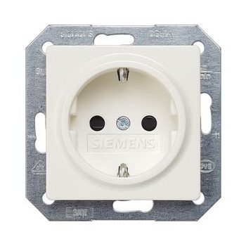   Siemens Delta i-system 5UB1518 Földelt csatlakozóaljzat (dugalj) gyermekvédelemmel 2P+F titánfehér burkolattal keret nélkül, süllyesztett, 16A 250V , Delta i-system ( 5UB1518)