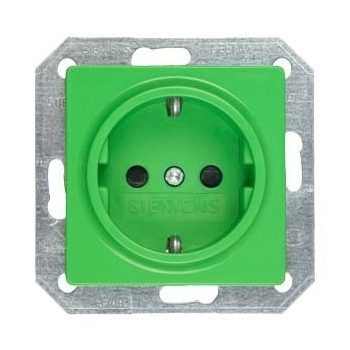   Siemens Delta i-system 5UB1520 Földelt csatlakozóaljzat (dugalj) gyermekvédelemmel 2P+F zöld burkolattal keret nélkül, süllyesztett, 16A 250V , Delta i-system ( 5UB1520)