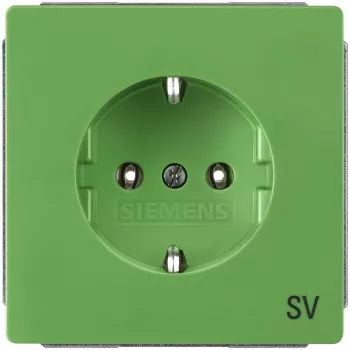   Siemens Delta Style 5UB1815 Földelt csatlakozóaljzat (dugalj) gyermekvédelemmel 2P+F zöld burkolattal keret nélkül, címketartóval, süllyesztett, 16A 250V , Delta Style ( 5UB1815)