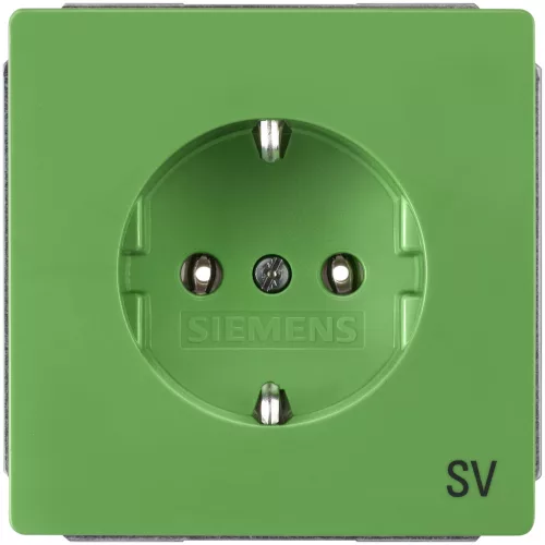 Siemens Delta Style 5UB1815 Földelt csatlakozóaljzat (dugalj) gyermekvédelemmel 2P+F zöld burkolattal keret nélkül, címketartóval, süllyesztett, 16A 250V , Delta Style ( 5UB1815)