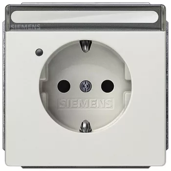   Siemens Delta Style 5UB18541, 5UB1854-1 Földelt csatlakozóaljzat (dugalj) gyermekvédelemmel 2P+F platina burkolattal keret nélkül, működés jelzéssel, címketartóval, süllyesztett, 16A 250V , Delta Style ( 5UB18541, 5UB1854-1)