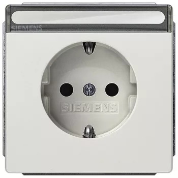   Siemens Delta Style 5UB18571, 5UB1857-1 Földelt csatlakozóaljzat (dugalj) gyermekvédelemmel 2P+F platina burkolattal keret nélkül, címketartóval, süllyesztett, 16A 250V , Delta Style ( 5UB18571, 5UB1857-1)