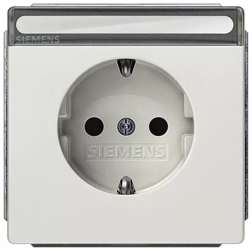 Siemens Delta Style 5UB18571, 5UB1857-1 Földelt csatlakozóaljzat (dugalj) gyermekvédelemmel 2P+F platina burkolattal keret nélkül, címketartóval, süllyesztett, 16A 250V , Delta Style ( 5UB18571, 5UB1857-1)