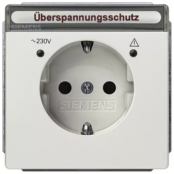   Siemens Delta Style 5UB18581, 5UB1858-1 Földelt csatlakozóaljzat (dugalj) gyermekvédelemmel 2P+F platina burkolattal keret nélkül, túlfeszültség védelemmel, működés jelzéssel, címketartóval, süllyesztett, 16A 250V , Delta Style ( 5UB18581, 5UB1858-1)
