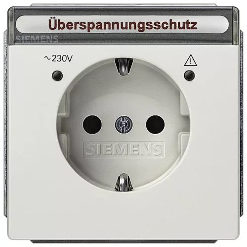 Siemens Delta Style 5UB18581, 5UB1858-1 Földelt csatlakozóaljzat (dugalj) gyermekvédelemmel 2P+F platina burkolattal keret nélkül, túlfeszültség védelemmel, működés jelzéssel, címketartóval, süllyesztett, 16A 250V , Delta Style ( 5UB18581, 5UB1858-1)