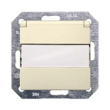   Siemens Delta i-system 5UB1902 Földelt csatlakozóaljzat csapófedéllel (dugalj) gyermekvédelemmel 2P+F elektrofehér burkolattal keret nélkül, címketartóval, süllyesztett, 16A 250V , Delta i-system ( 5UB1902)