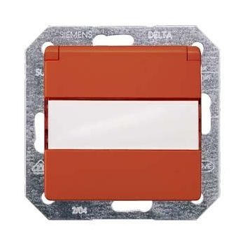   Siemens Delta i-system 5UB1914 Földelt csatlakozóaljzat csapófedéllel (dugalj) gyermekvédelemmel 2P+F narancs burkolattal keret nélkül, süllyesztett, 16A 250V , Delta i-system ( 5UB1914)