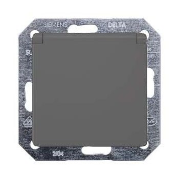  Siemens Delta i-system 5UB1920 Földelt csatlakozóaljzat csapófedéllel (dugalj) gyermekvédelemmel 2P+F antracit burkolattal keret nélkül, süllyesztett, 16A 250V , Delta i-system ( 5UB1920)