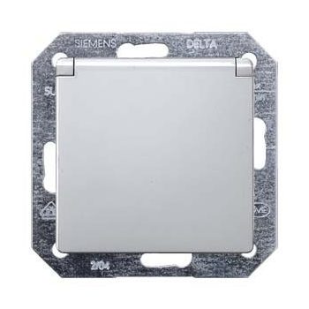   Siemens Delta i-system 5UB1937 Földelt csatlakozóaljzat csapófedéllel (dugalj) 2P+F alumínium burkolattal keret nélkül, süllyesztett, 16A 250V , Delta i-system ( 5UB1937)