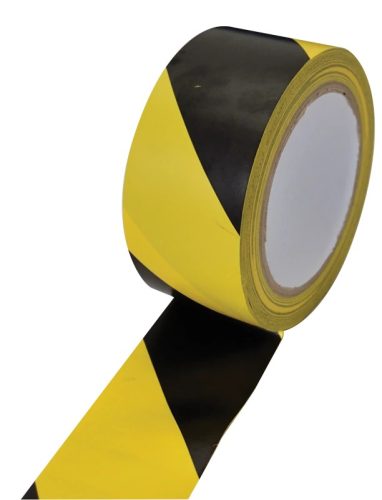 Tracon, BY50, ipari padlójelölő szalag, fekete-sárga, 33 m x 50 mm, PVC, -40°C-105°C Tracon (BY50)