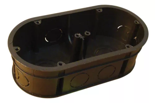 Tracon D70D süllyesztett téglafalhoz dupla szerelvénydoboz 140x70x44, nem sorolható, fedel nélkül, fekete