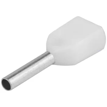 Tracon E20I szigetelt ikerérvéghüvely 2×0,5 mm² fehér L=8 mm ónozott réz