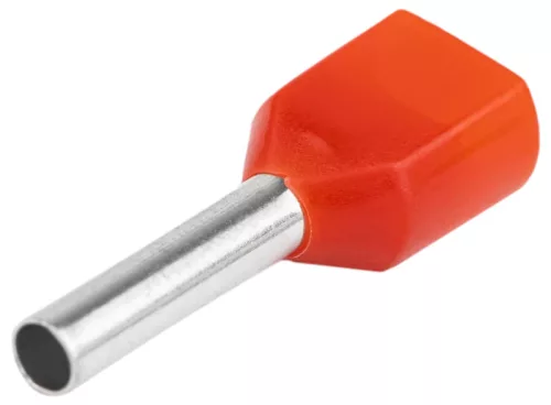 Tracon, E24I, ikerérvéghüvely szigetelt, 2x10 mm2, piros ( teljes hossz: 26,5 mm ) Tracon ( E24I )