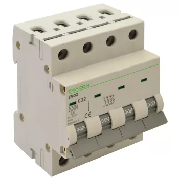   Tracon EVOZ4C4 Kismegszakító 4P, 4A, C karakterisztika, 6kA