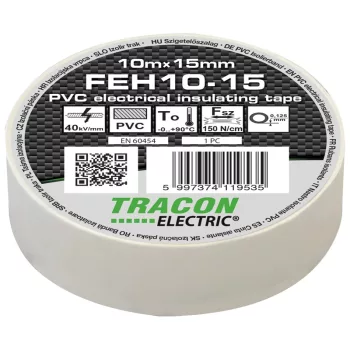   Tracon FEH10-15 PVC.Szigetelőszalag 10 m x 15 mm fehér ( FEH10-15 )