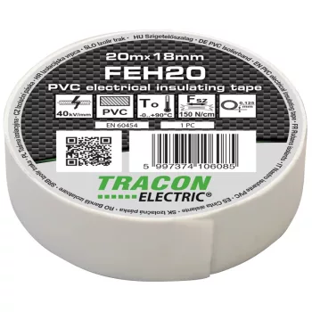 Tracon FEH20 PVC szigetelőszalag fehér 20m 18mm