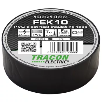 Tracon FEK10 PVC szigetelőszalag fekete 10m 18mm