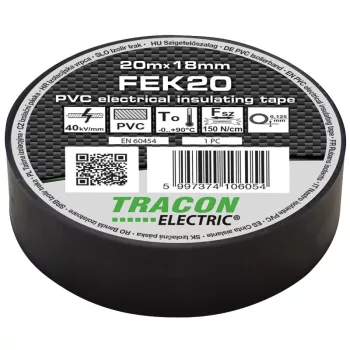 Tracon FEK20 PVC szigetelőszalag fekete 20m 18mm