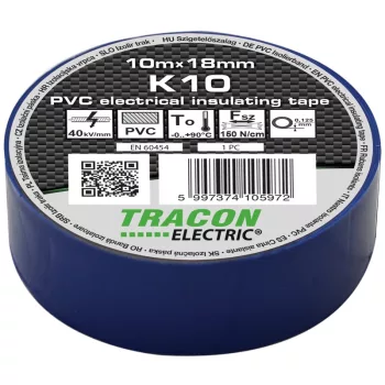 Tracon K10 PVC szigetelőszalag kék 10m 18mm