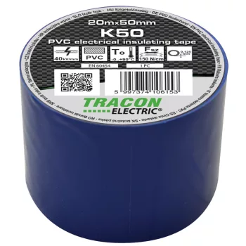 Tracon K50 PVC szigetelőszalag kék 20m 50mm