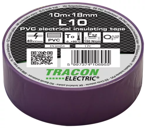 Tracon L10 PVC szigetelőszalag lila 10m 18mm