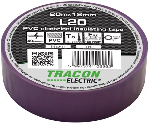 Tracon L20 PVC szigetelőszalag lila 20m 18mm