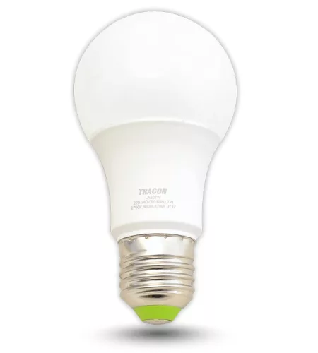 Tracon, LA607W, LED-es fényforrás, ( normál gömb alakú) 7W-os teljesítményű, E27 foglalattal, 2700K-es színhőmérsékletü, SMD LED ( 500 lm ) Tracon ( LA607W )