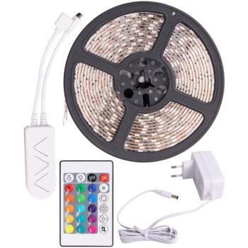   Tracon, LED-SET-K-RGB, LED szalag szet, kültéri IP54, 14,4 W / m teljesítménnyel, 450lm, RGB színváltós, 12V DC, 10mm széles, 60 led/m, SMD LED 120° (Tracon LED-SET-K-RGB)