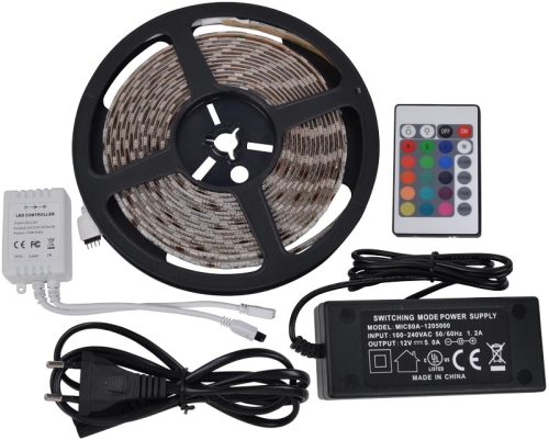 Tracon, LED-SET-K-RGB, LED szalag szet, kültéri IP54, 14,4 W / m teljesítménnyel, 450lm, RGB színváltós, 12V DC, 10mm széles, 60 led/m, SMD LED 120° (Tracon LED-SET-K-RGB)