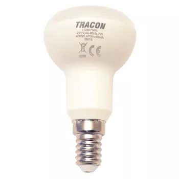   Tracon, LR507W, LED-es fényforrás, ( reflektor típusú )7W-os teljesítményű, E14 foglalattal, 2700K-es színhőmérsékletü, SMD LED ( 470 lm ) Tracon ( LR507W )