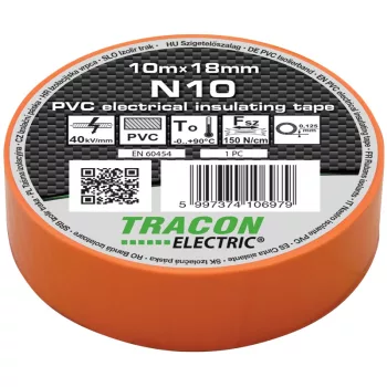 Tracon N10 PVC szigetelőszalag narancs 10m 18mm