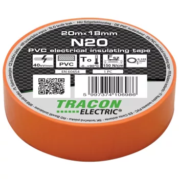 Tracon N20 PVC szigetelőszalag narancs 20m 18mm