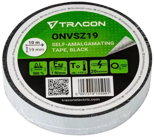 Tracon, ONVSZ19, őnvulkanizáló szalag, fekete, 10 m x 18 mm, -40°C-75°C Tracon (ONVSZ19)