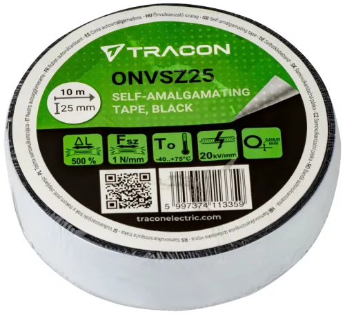 Tracon, ONVSZ25, önvulkanizáló szalag, fekete, 10 m x 25 mm, -40°C-75°C Tracon (ONVSZ25)