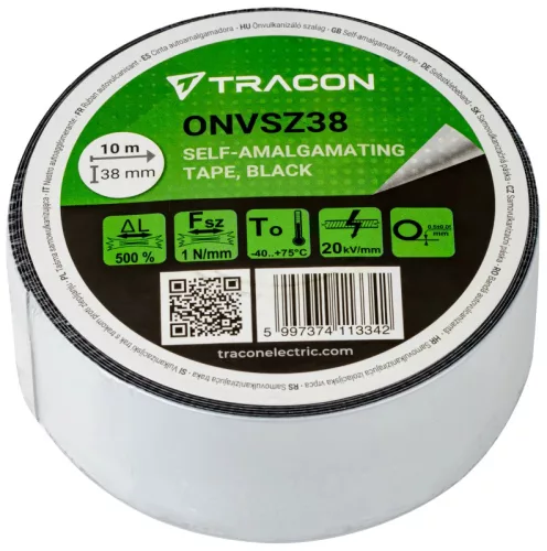 Tracon ONVSZ38 önvulkanizáló szalag fekete 10m 38mm