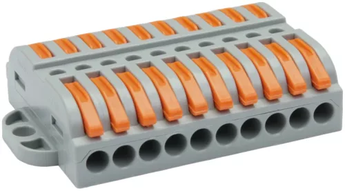 Tracon OVOFT1010 csavar nélküli vezeték összekötő 20 x 0,5-4mm2 -es tömör és sodrott vezetékhez, oldható, 32A 400V - 14,5x75,3x39,3mm