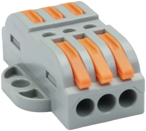 Tracon OVOFT33 csavar nélküli vezeték összekötő 6 x 0,5-4mm2 -es tömör és sodrott vezetékhez, oldható, 32A 400V - 14,5x30,3x39,3mm