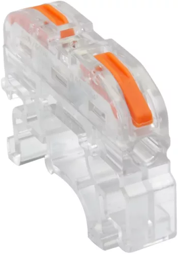 Tracon OVOKT11 csavar nélküli vezeték összekötő 2 x 0,5-4mm2 -es tömör és sodrott vezetékhez, oldható, 32A 400V - 30,4x8x43mm