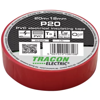 Tracon P20 PVC szigetelőszalag piros 20m 18mm