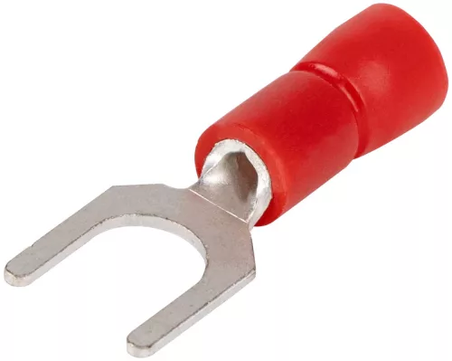 Tracon PV3 szigetelt villássaru, 1,5mm2, M3, (d1=1,7mm, d2=3,7mm), piros, ónozott elektrolitréz