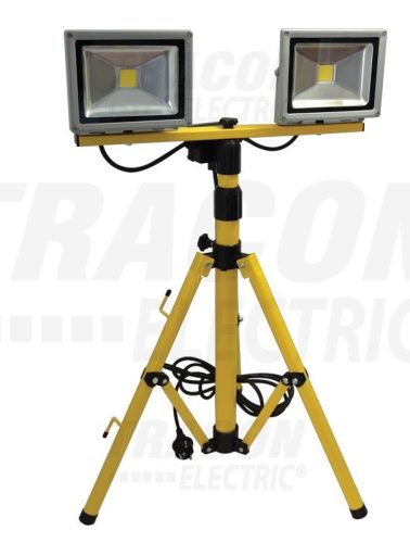 Tracon RSMDA220W LED-es állványos fényvető, 2x20 W teljesítménnyel, sárga-fekete színben, 4500K színhőmérséklettel, IP65-ös védelemmel, 2x1400 lm fényerővel