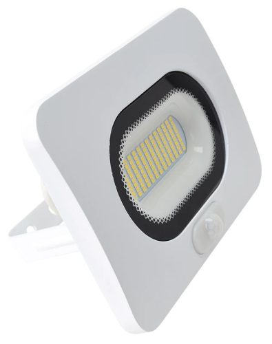 Tracon RSMDLFM50 LED-es, SMD fényvető, mozgásérzékelővel, 50 W teljesítménnyel, fehér színben, 4000K színhőmérséklettel, IP65-ös védelemmel, 3750 lm fényerővel