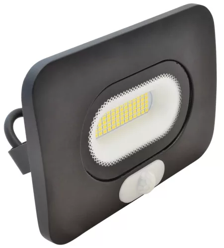 Tracon RSMDLM10 LED-es, SMD fényvető, mozgásérzékelővel, 10 W teljesítménnyel, fekete színben, 4000K színhőmérséklettel, IP65-ös védelemmel, 750 lm fényerővel